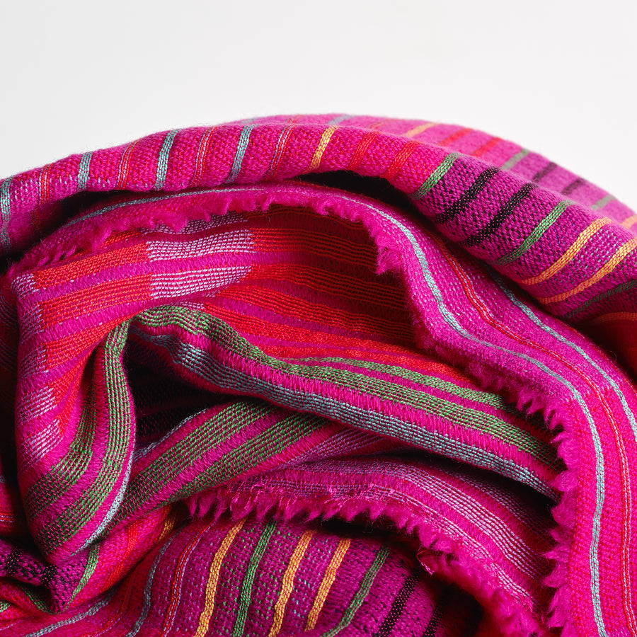 Estuary Wool Woven Blanket in Fuschia