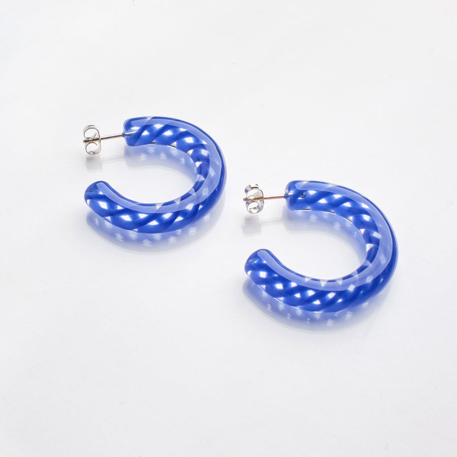 Keane Twist Glass Hoops in Ultramarine