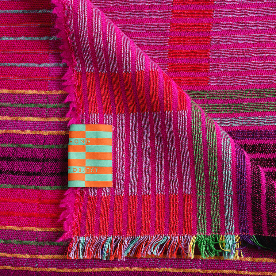 Estuary Wool Woven Blanket in Fuschia