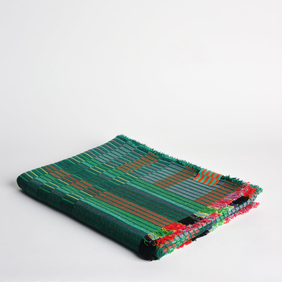 Estuary Wool Woven Blanket in Grass