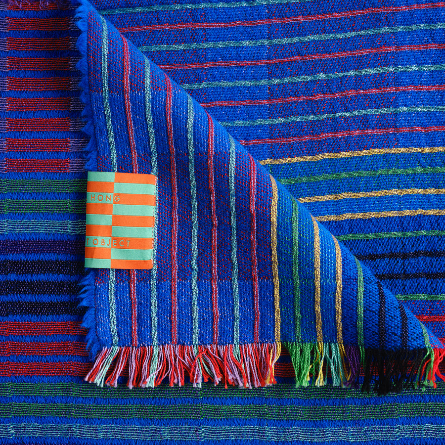 Estuary Wool Woven Blanket in Ultramarine