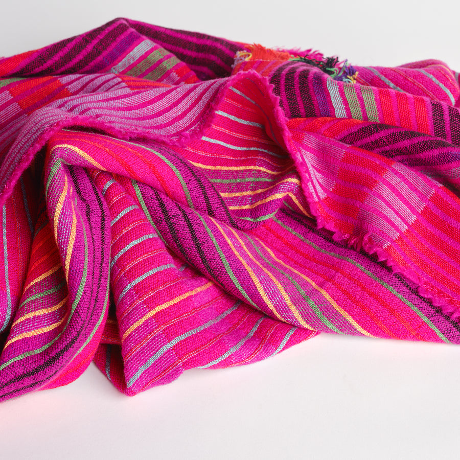 Estuary Wool Woven Blanket in Fuschia