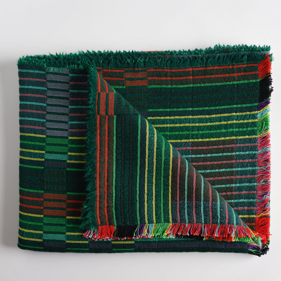 Estuary Wool Woven Blanket in Grass