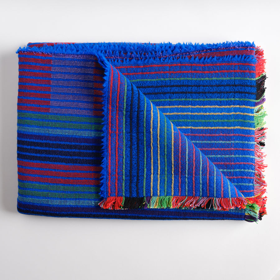 Estuary Wool Woven Blanket in Ultramarine