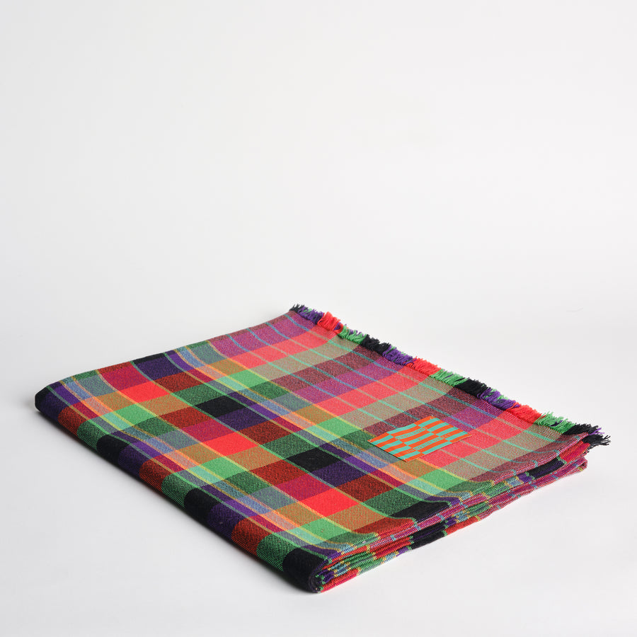 Picnic Cotton Blanket in Ribbon Plaid