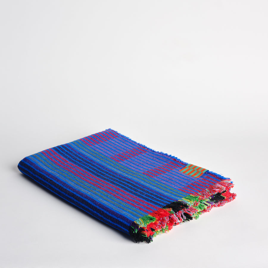 Estuary Wool Woven Blanket in Ultramarine