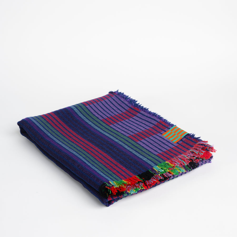 Estuary Wool Woven Blanket in Indigo