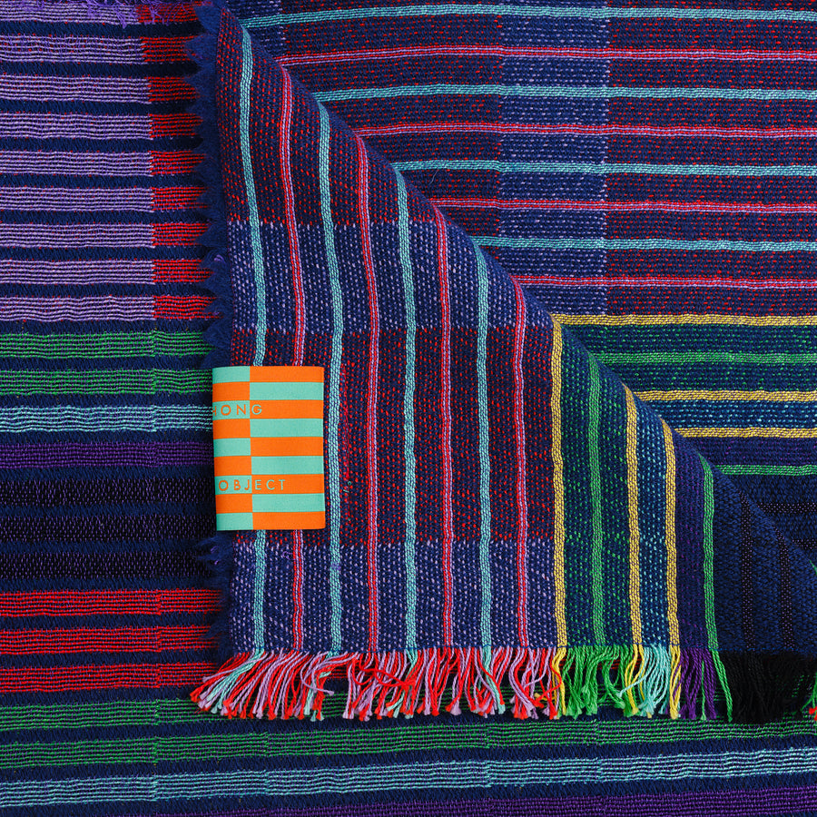 Estuary Wool Woven Blanket in Indigo