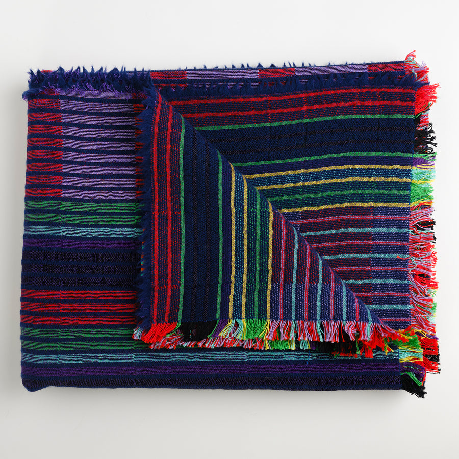 Estuary Wool Woven Blanket in Indigo