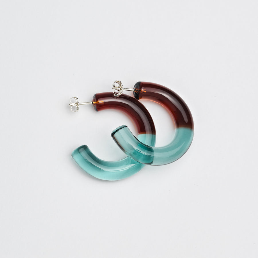 Rainbow of Keane Two Tone Glass Hoops