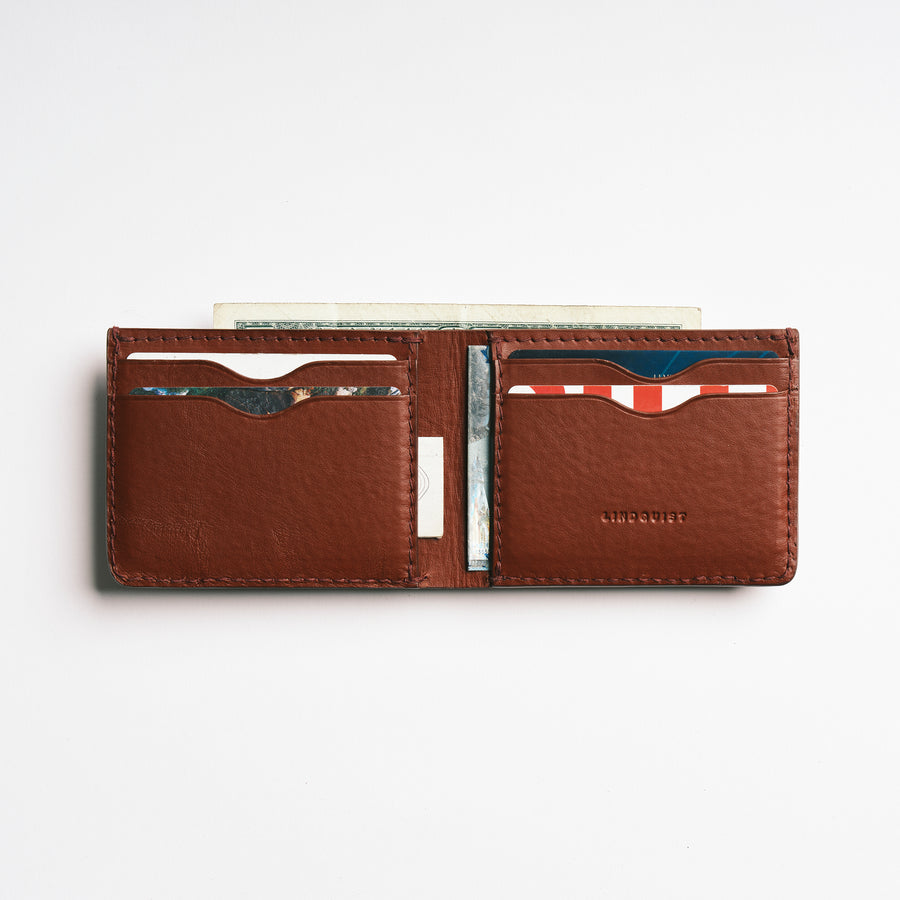 Five Pocket Bifold Wallet Natural Vachetta - Crimson Serpents Outpost