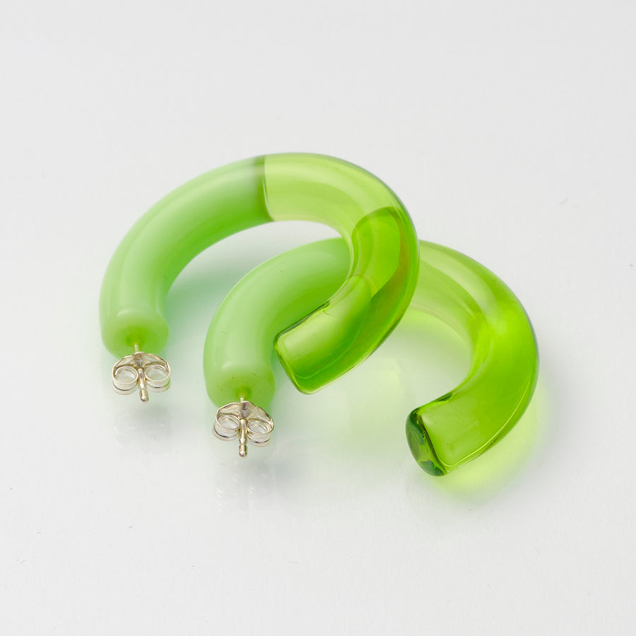 Keane Two Tone Glass Hoops in Pistachio