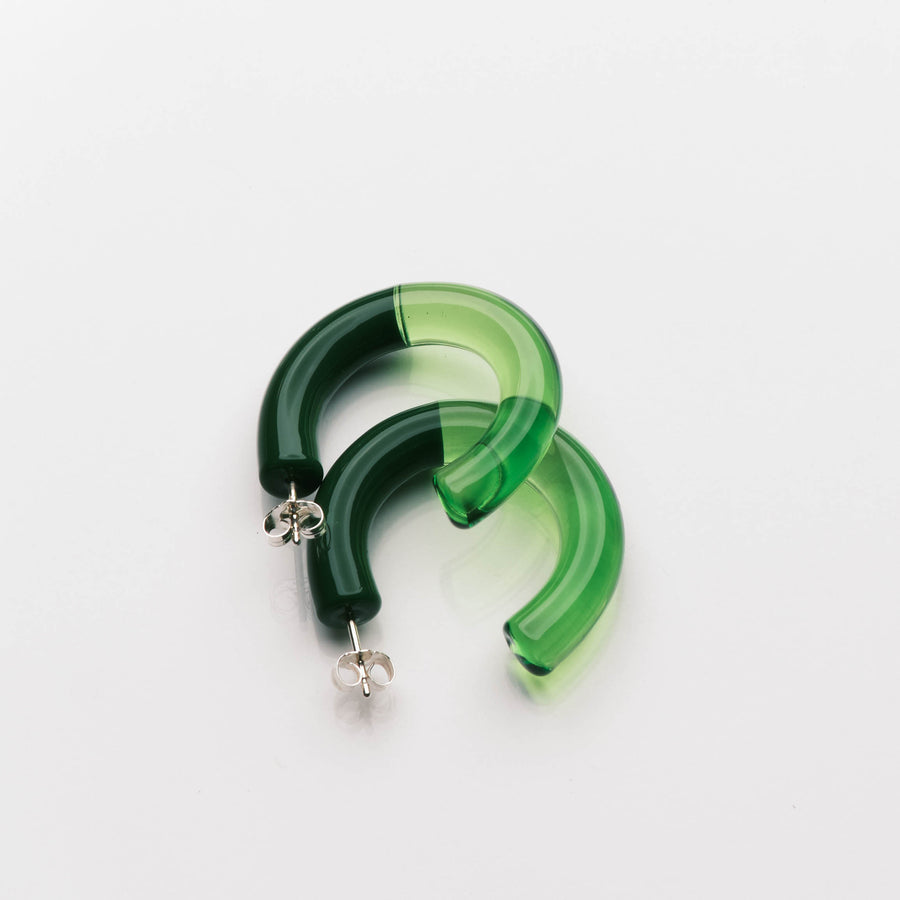 Keane Two Tone Glass Hoops in Pine