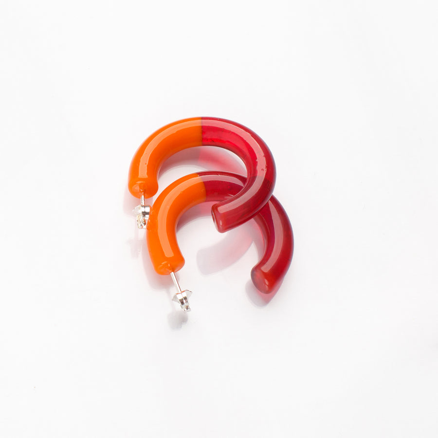 Keane Two Tone Glass Hoops in Persimmon