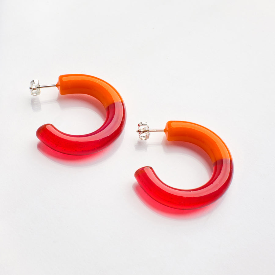 Keane Two Tone Glass Hoops in Persimmon