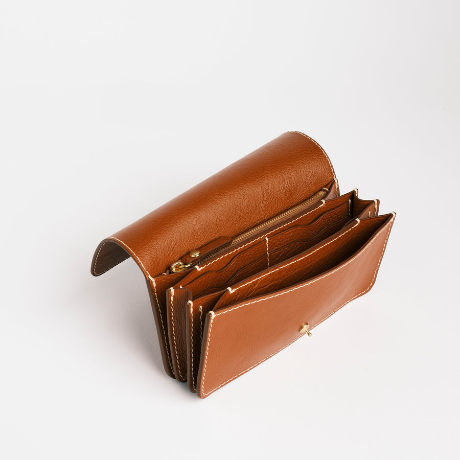 Hanne Accordion Wallet in Leather Brown